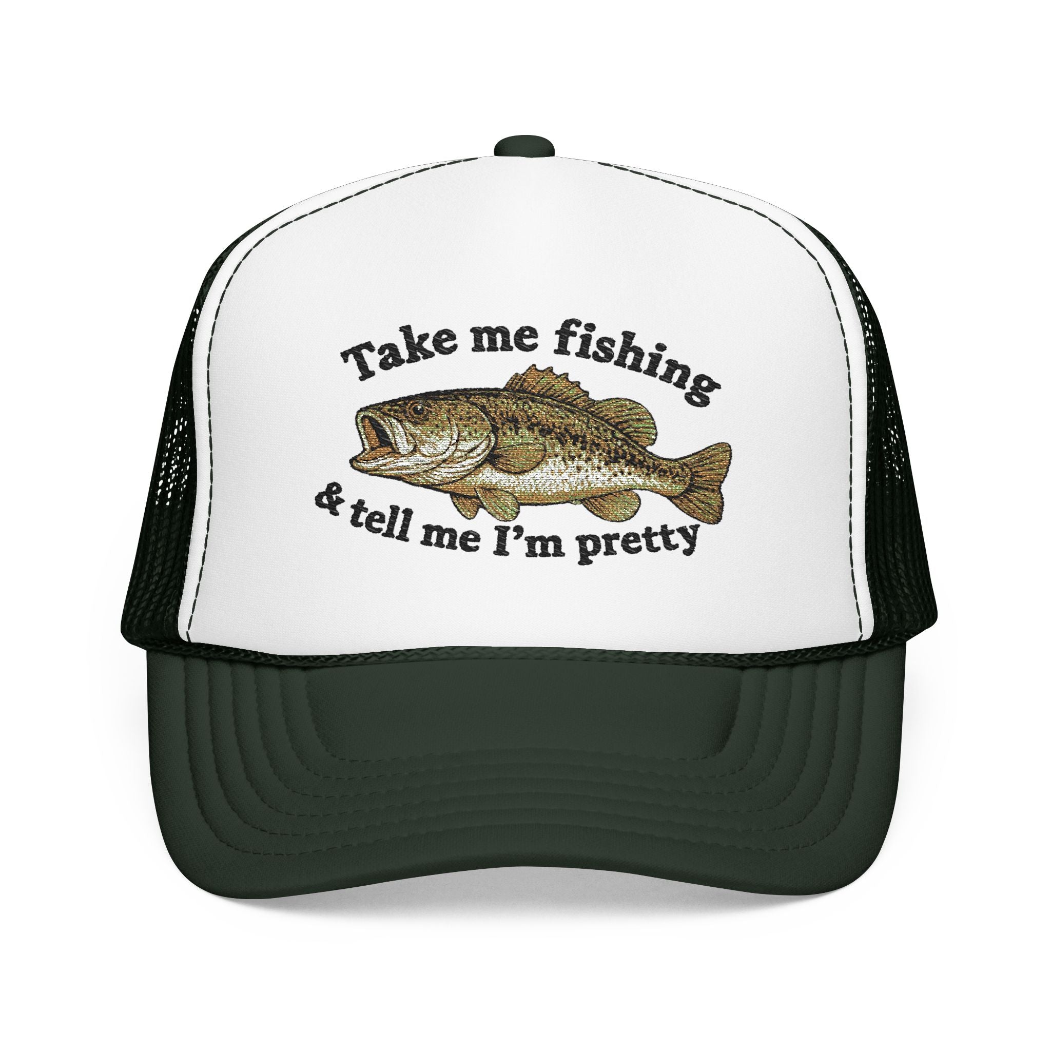 Take Me Fishing & Tell Me I’m Pretty Trucker Hat | Funny Fishing Hat for Women | Cute Bass Fishing Cap | Outdoors Gift | Lake Life Hat | Fisherman’s Girlfriend