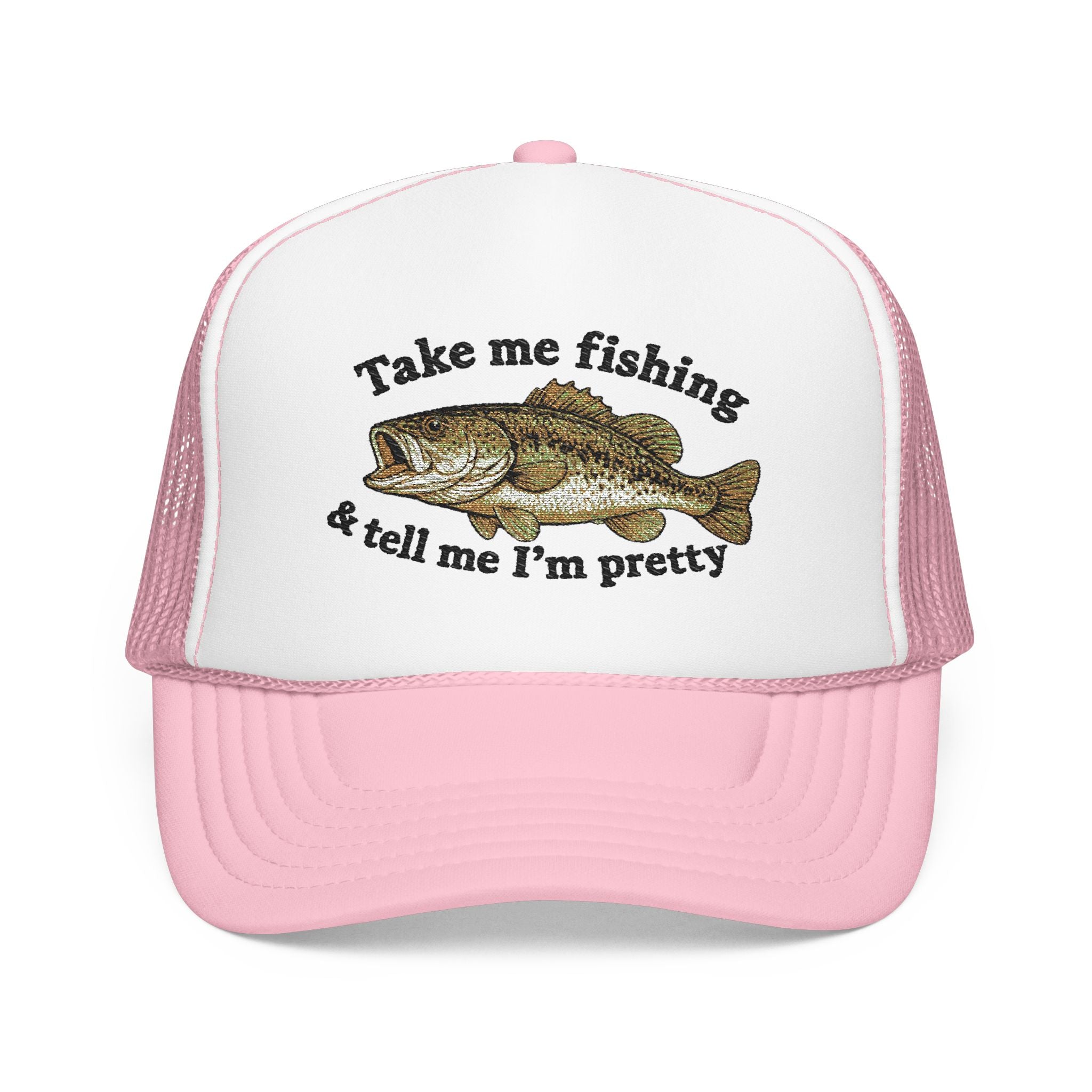 Take Me Fishing & Tell Me I’m Pretty Trucker Hat | Funny Fishing Hat for Women | Cute Bass Fishing Cap | Outdoors Gift | Lake Life Hat | Fisherman’s Girlfriend