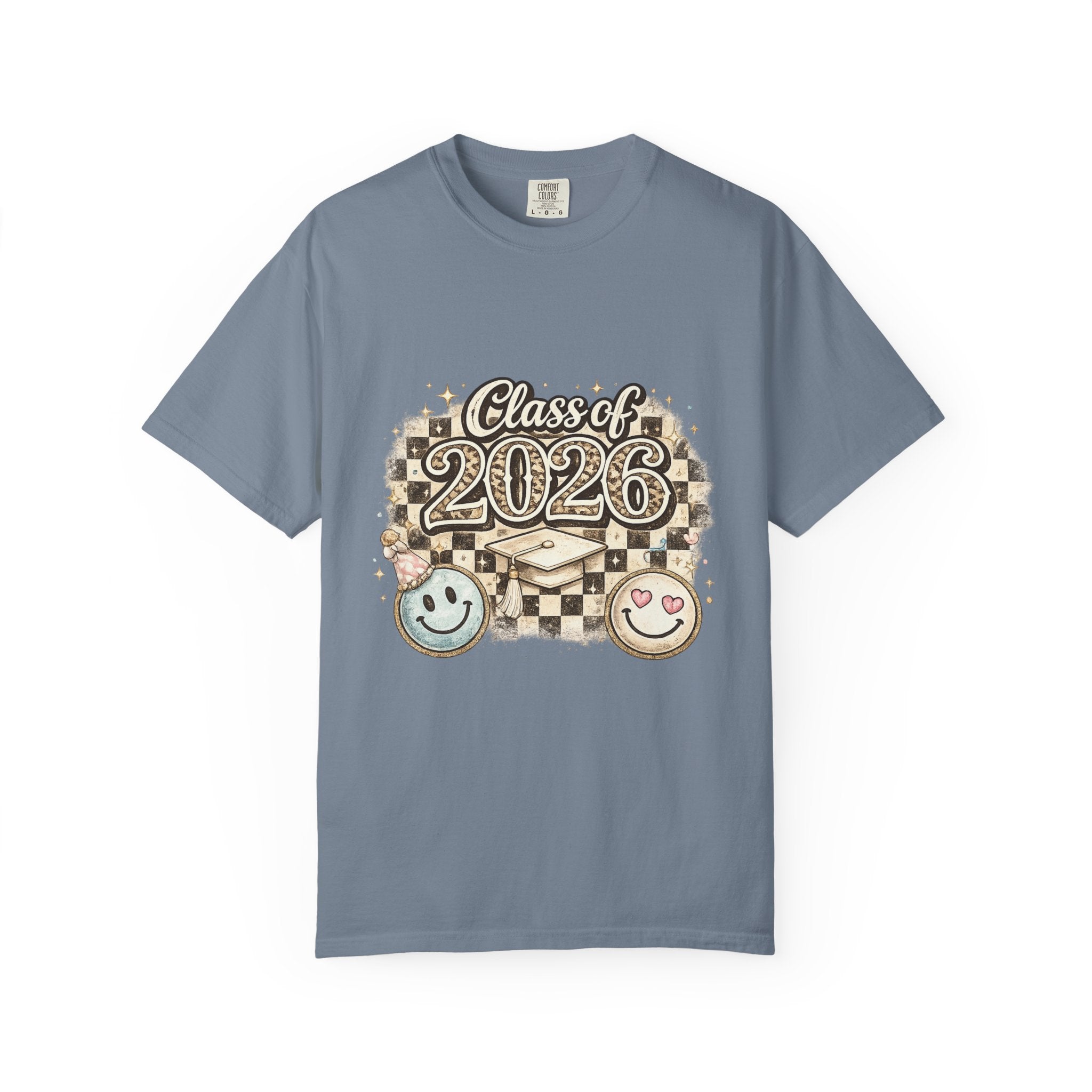 Class of 2026 Smiley Checkered Graphic Tee