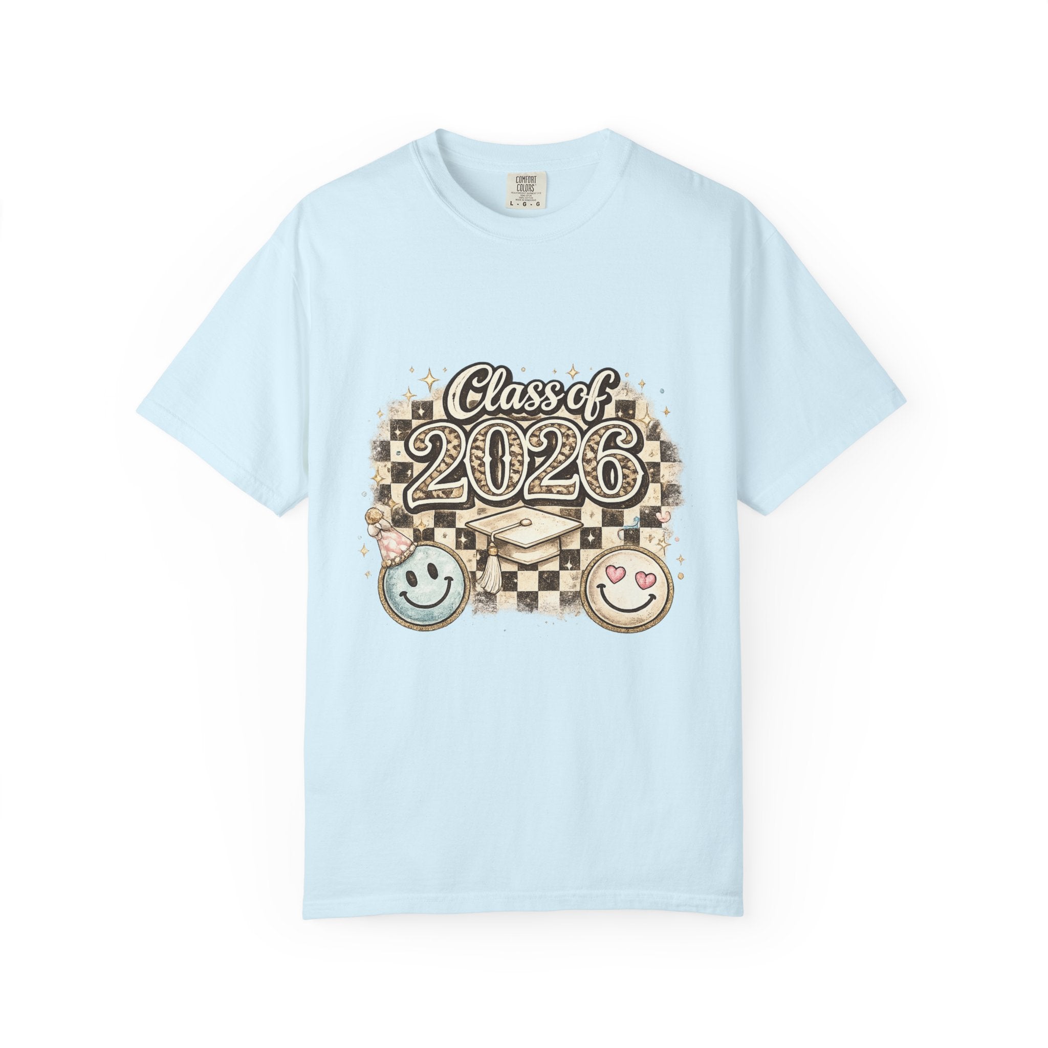 Class of 2026 Smiley Checkered Graphic Tee
