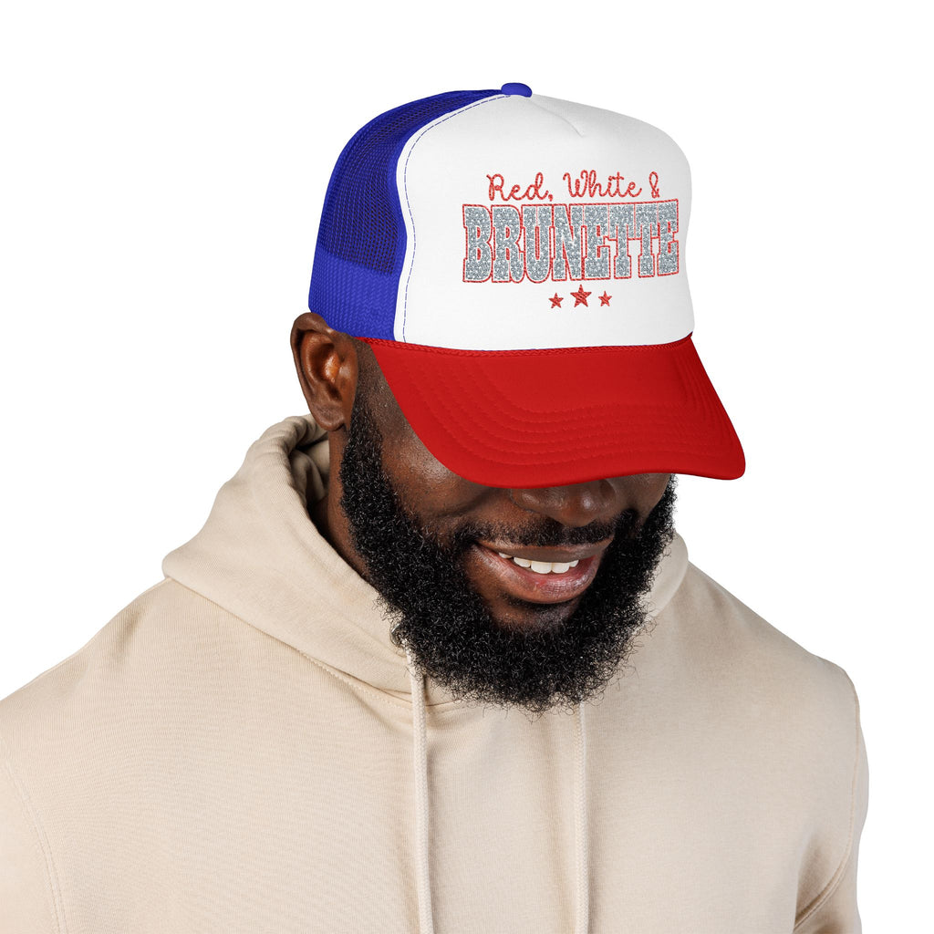 Red, White & Brunette Trucker Hat