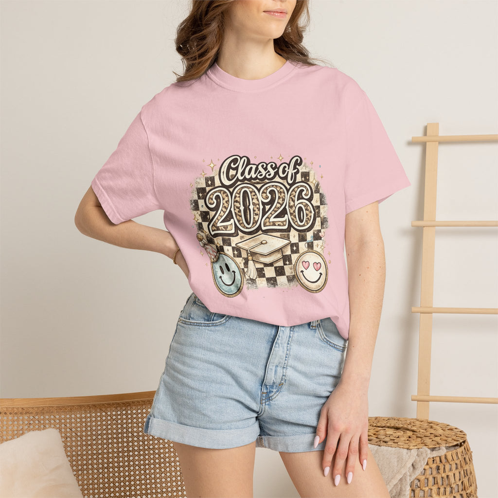 Class of 2026 Smiley Checkered Graphic Tee