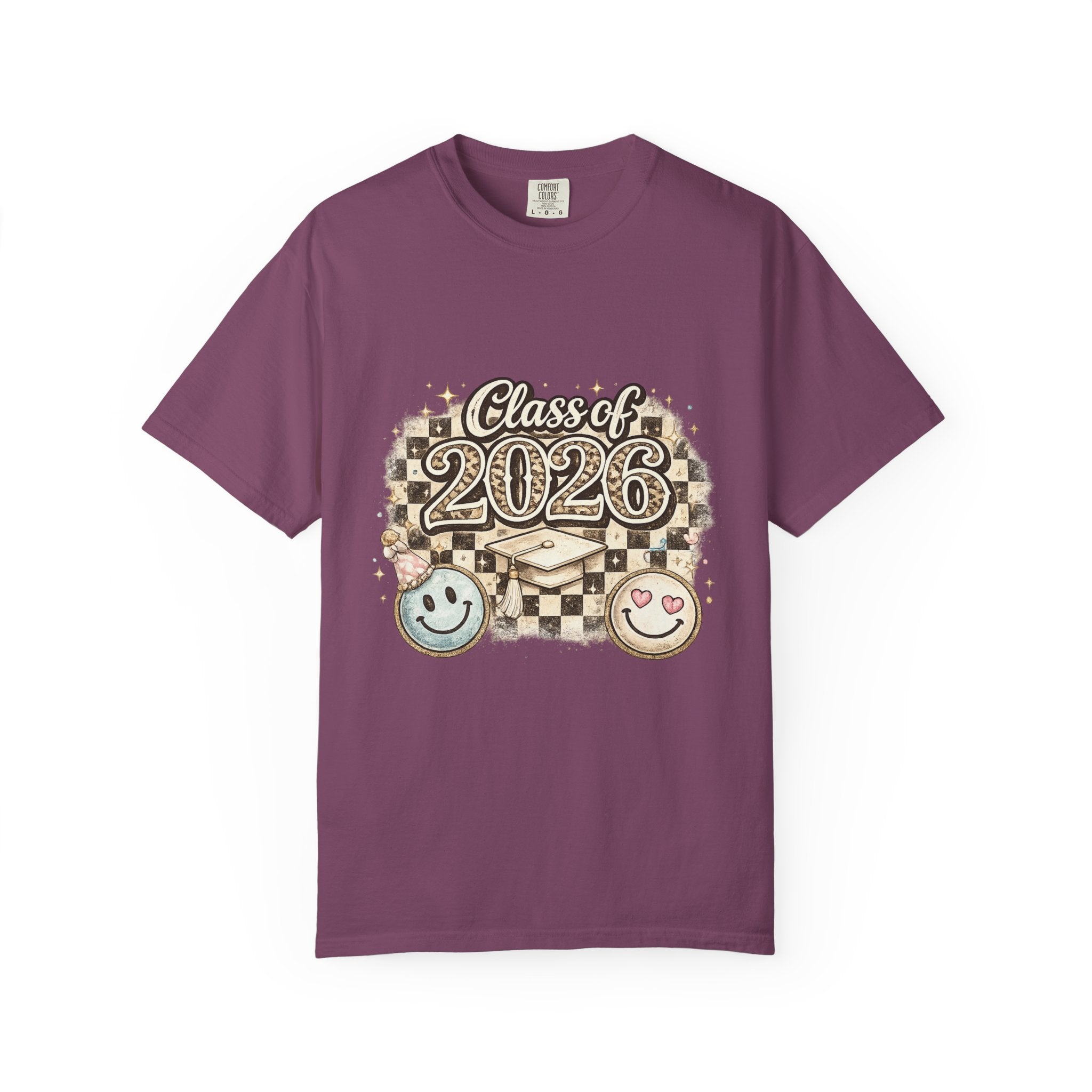 Class of 2026 Smiley Checkered Graphic Tee