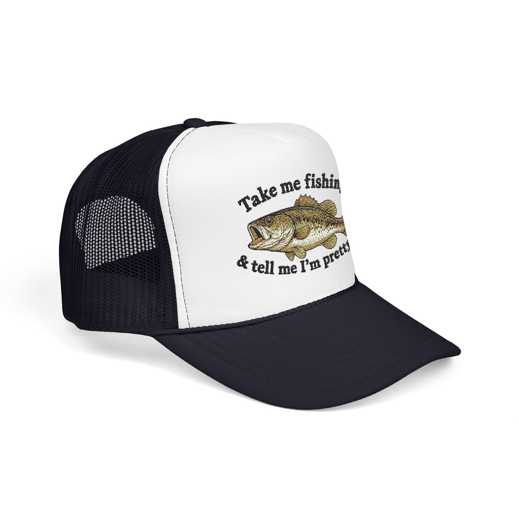 Take Me Fishing & Tell Me I’m Pretty Trucker Hat | Funny Fishing Hat for Women | Cute Bass Fishing Cap | Outdoors Gift | Lake Life Hat | Fisherman’s Girlfriend