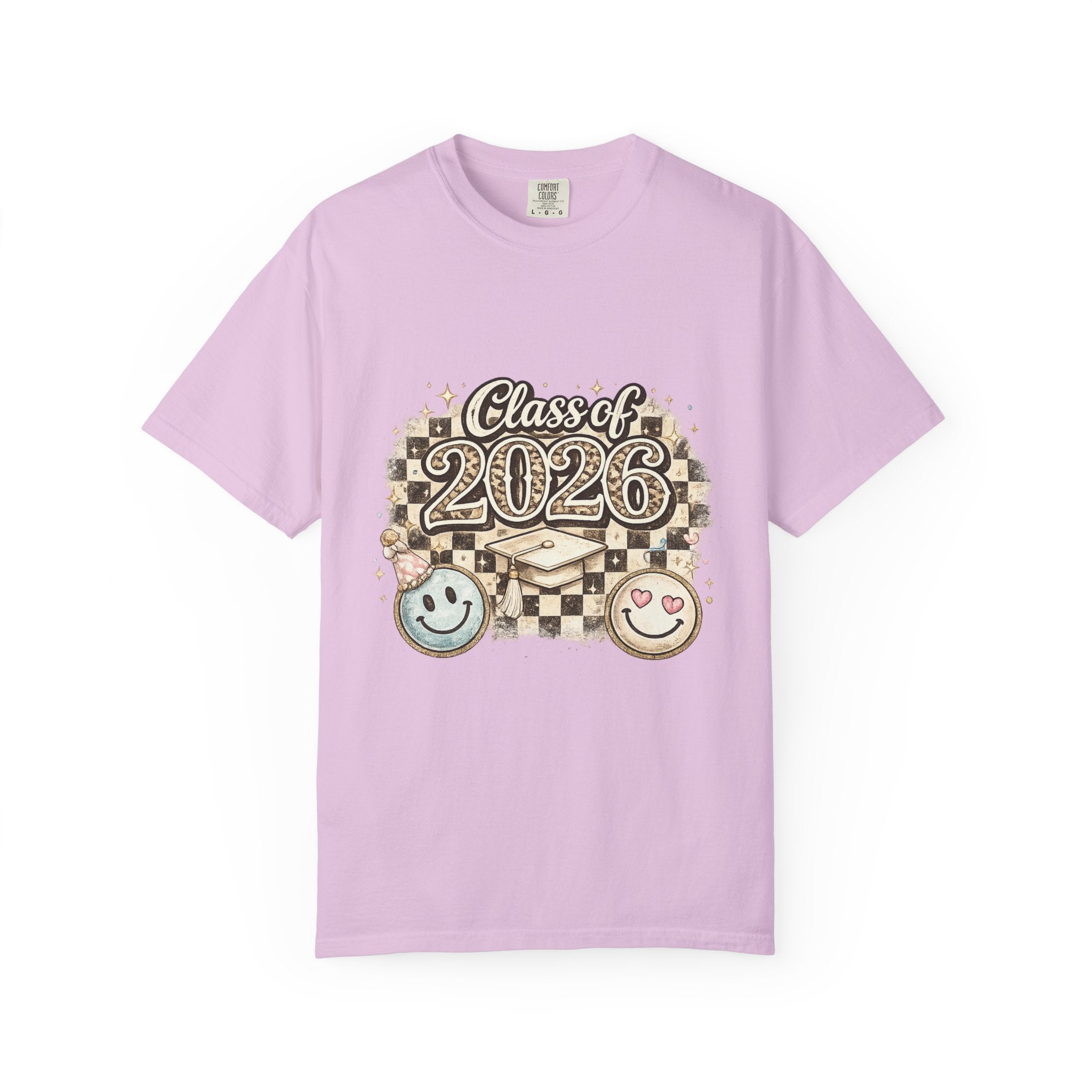 Class of 2026 Smiley Checkered Graphic Tee
