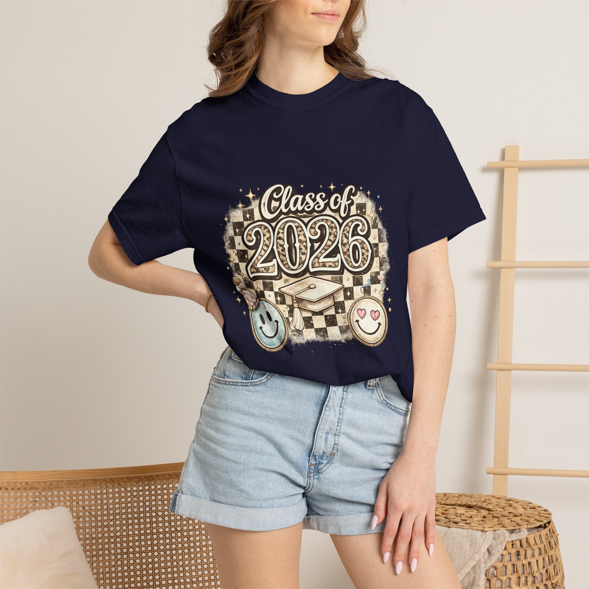Class of 2026 Smiley Checkered Graphic Tee