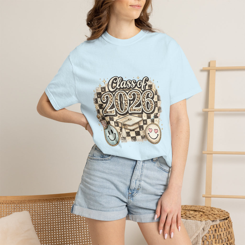Class of 2026 Smiley Checkered Graphic Tee