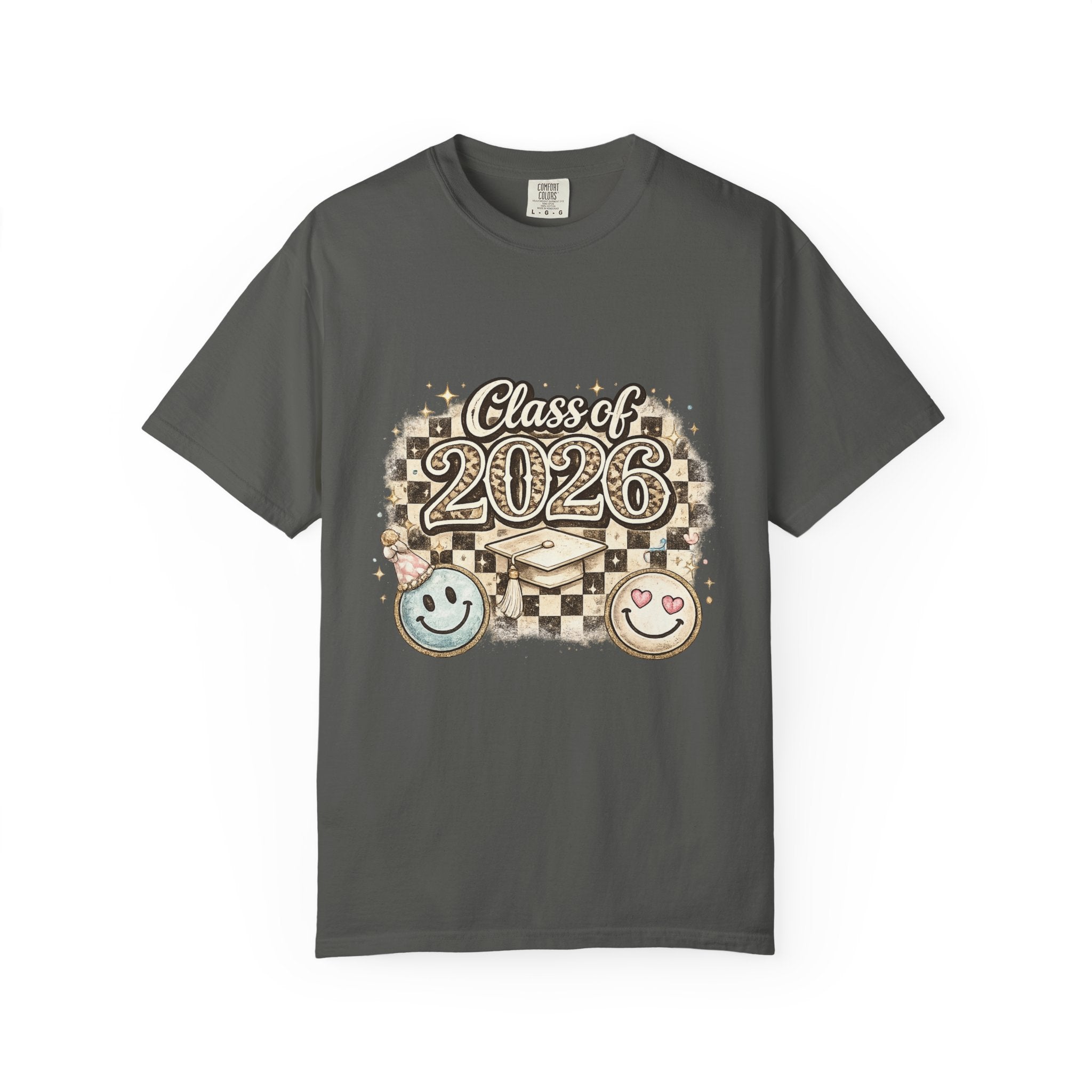 Class of 2026 Smiley Checkered Graphic Tee
