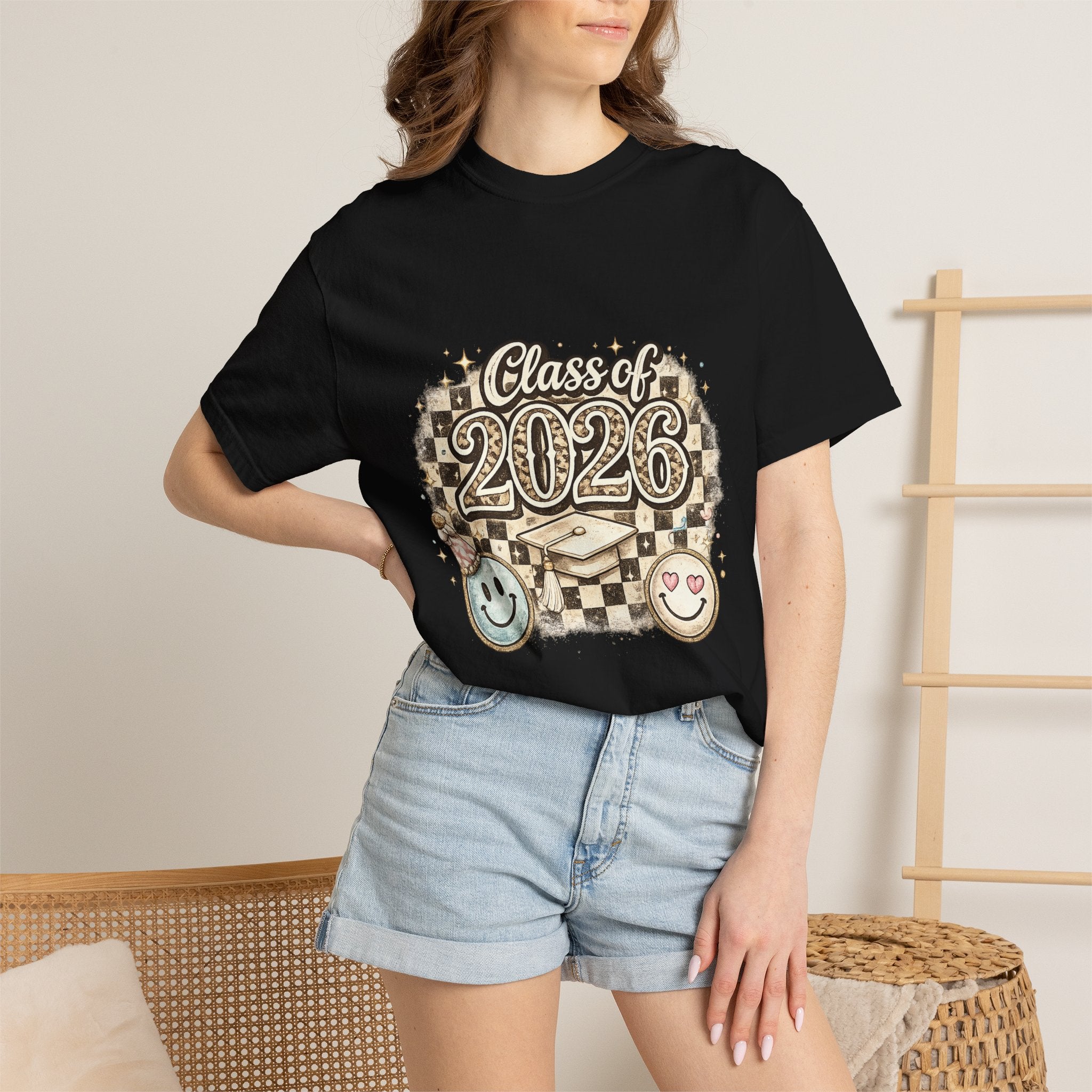 Class of 2026 Smiley Checkered Graphic Tee