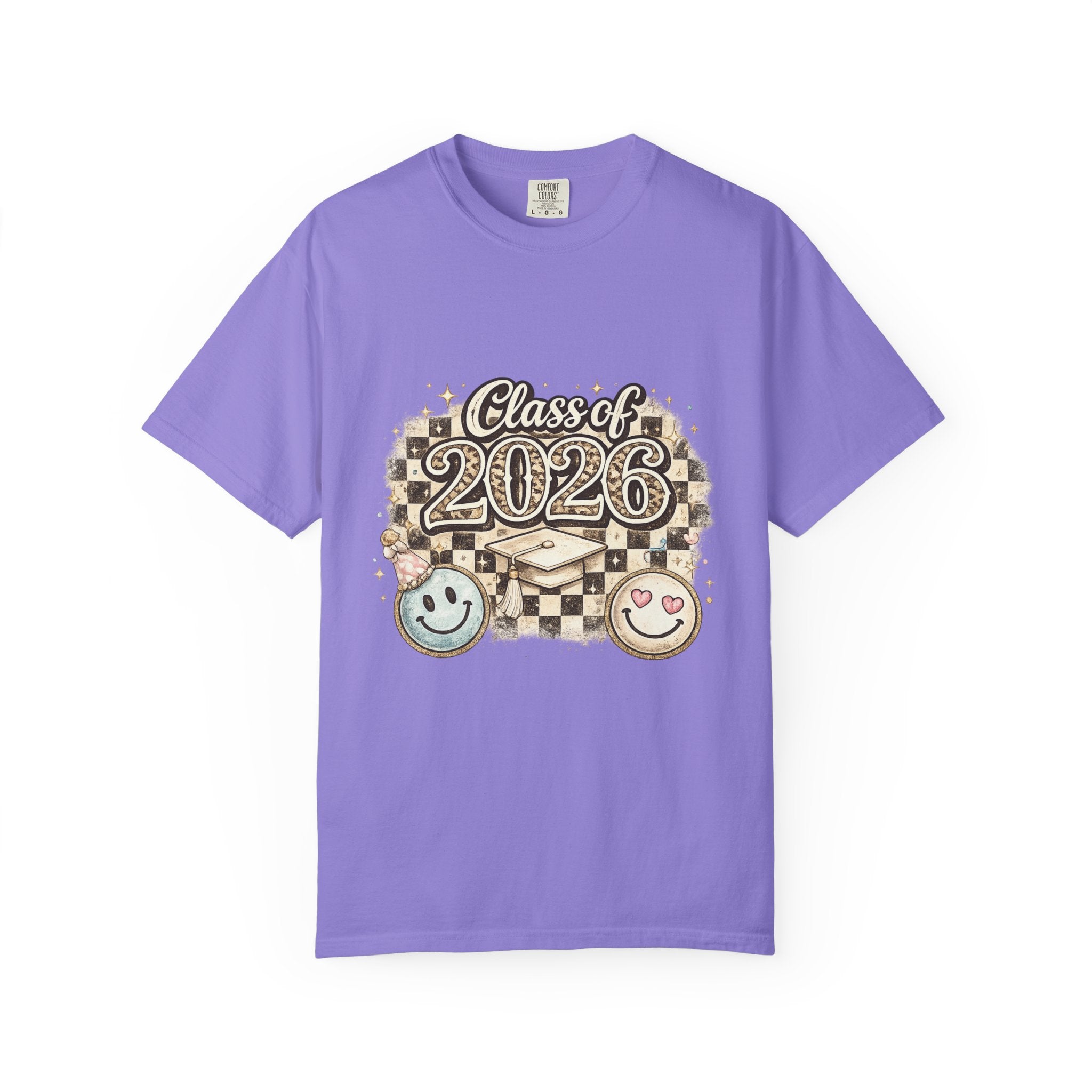 Class of 2026 Smiley Checkered Graphic Tee