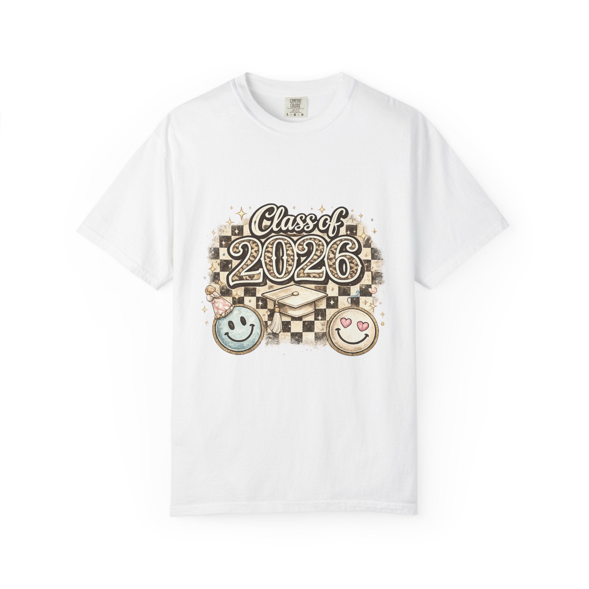 Class of 2026 Smiley Checkered Graphic Tee