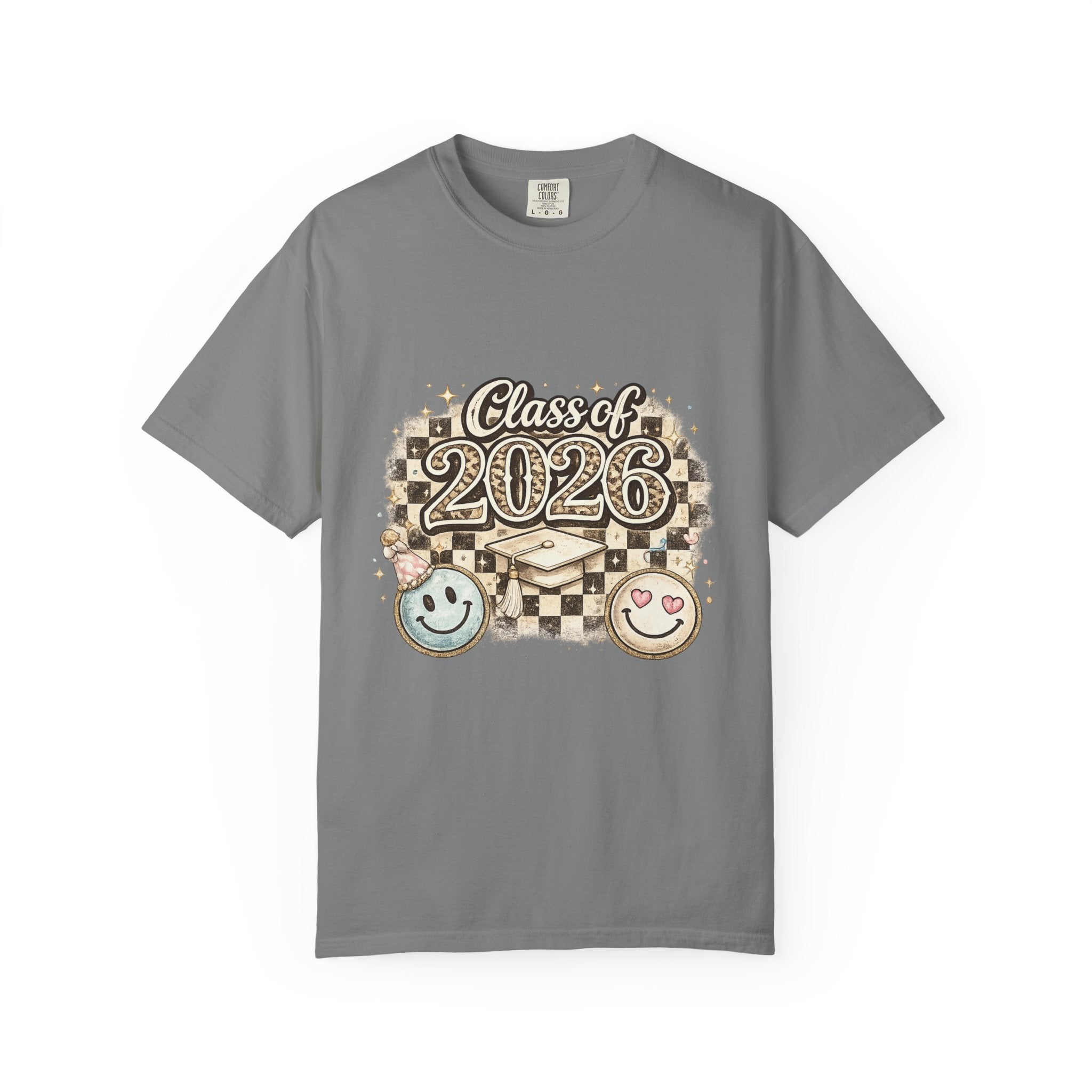 Class of 2026 Smiley Checkered Graphic Tee