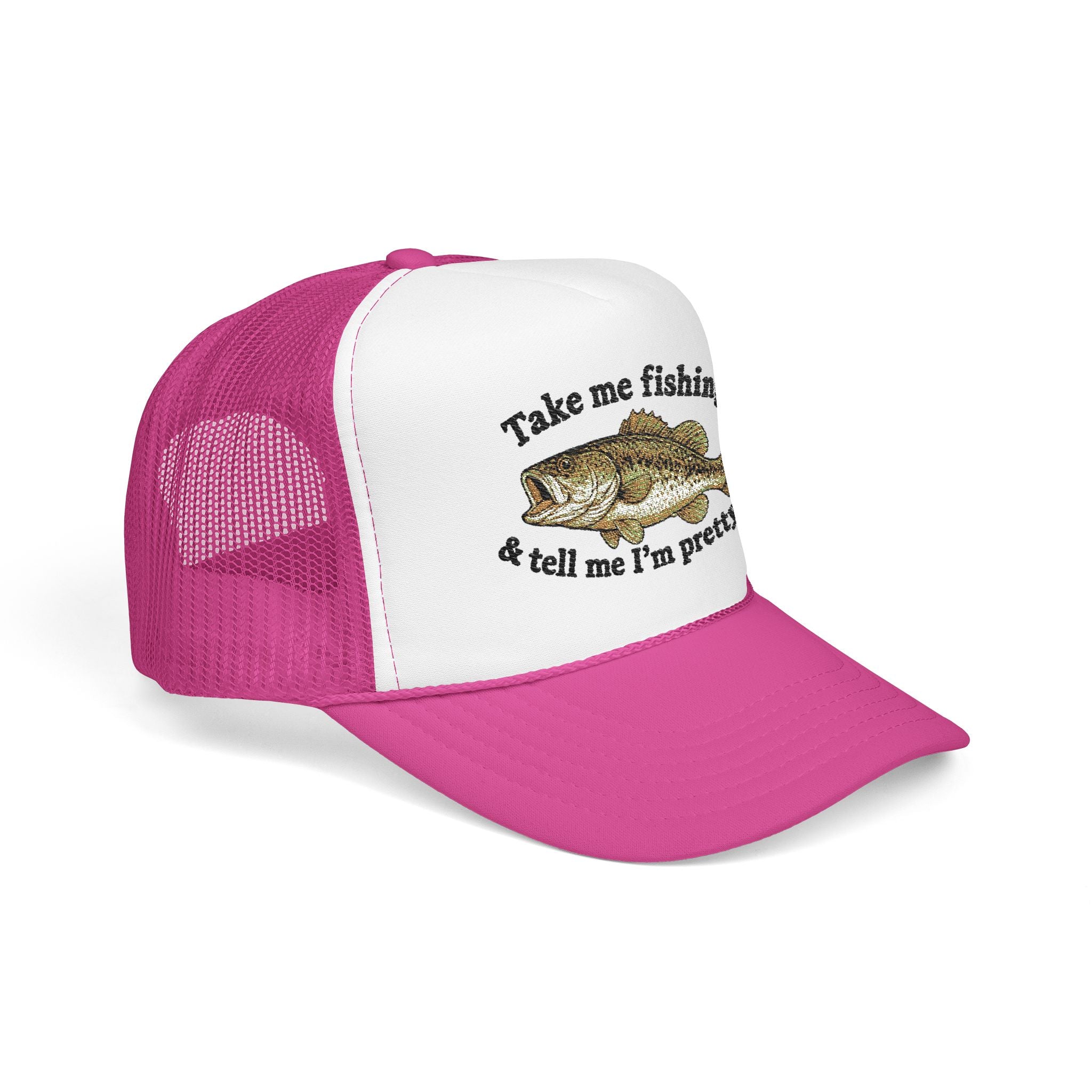 Take Me Fishing & Tell Me I’m Pretty Trucker Hat | Funny Fishing Hat for Women | Cute Bass Fishing Cap | Outdoors Gift | Lake Life Hat | Fisherman’s Girlfriend