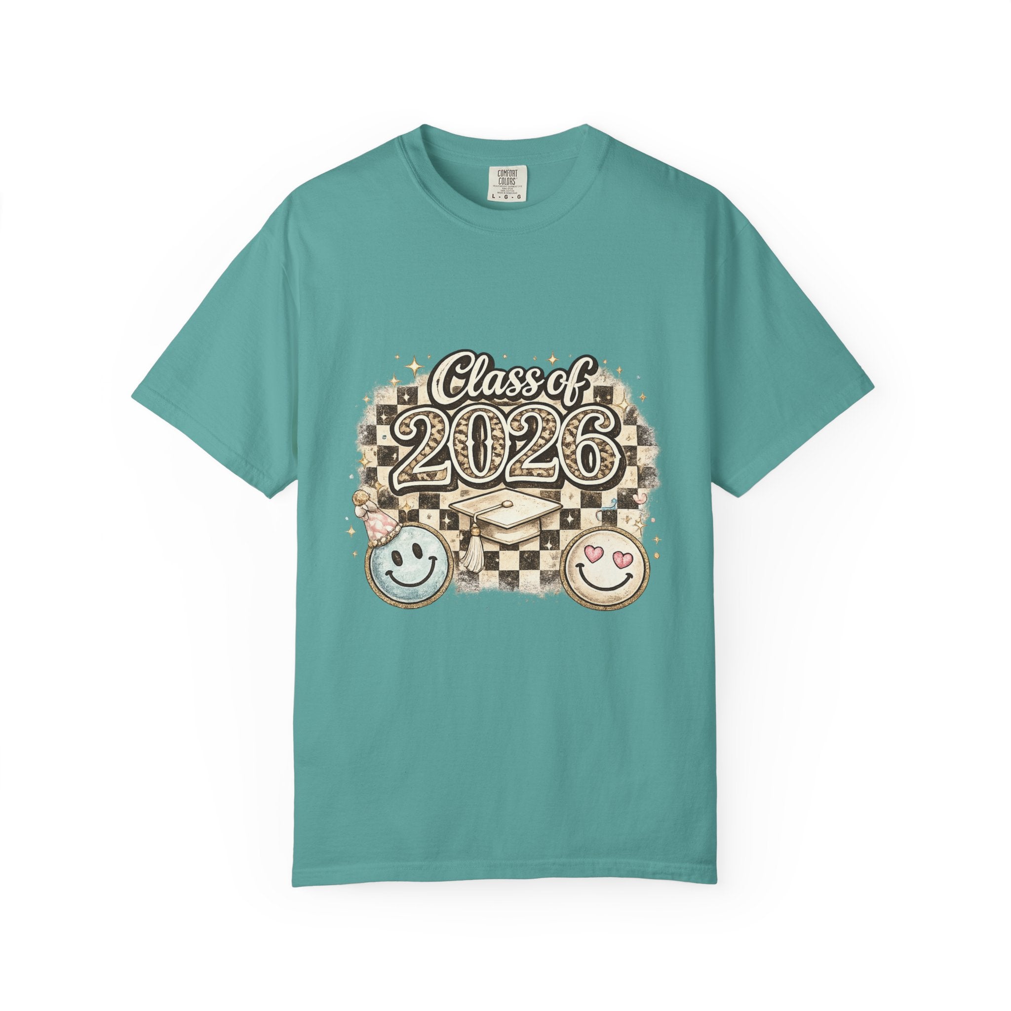 Class of 2026 Smiley Checkered Graphic Tee