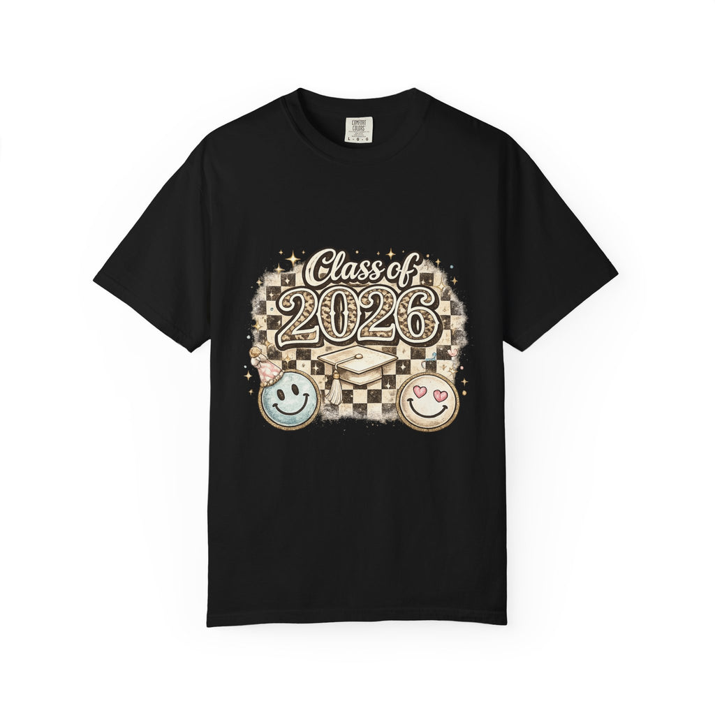Class of 2026 Smiley Checkered Graphic Tee