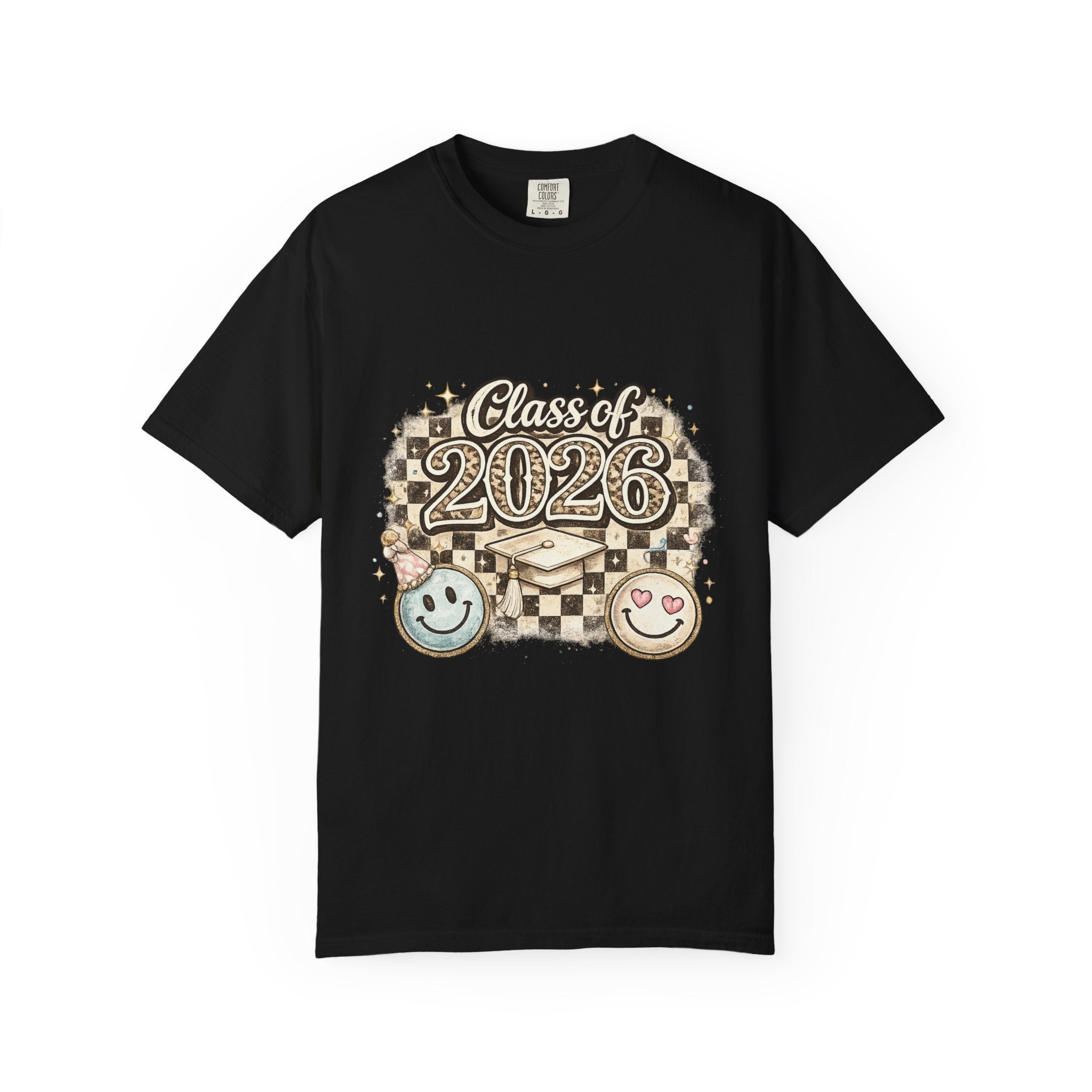 Class of 2026 Smiley Checkered Graphic Tee