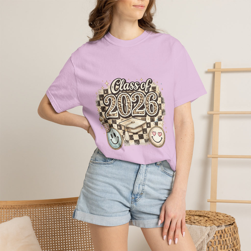 Class of 2026 Smiley Checkered Graphic Tee