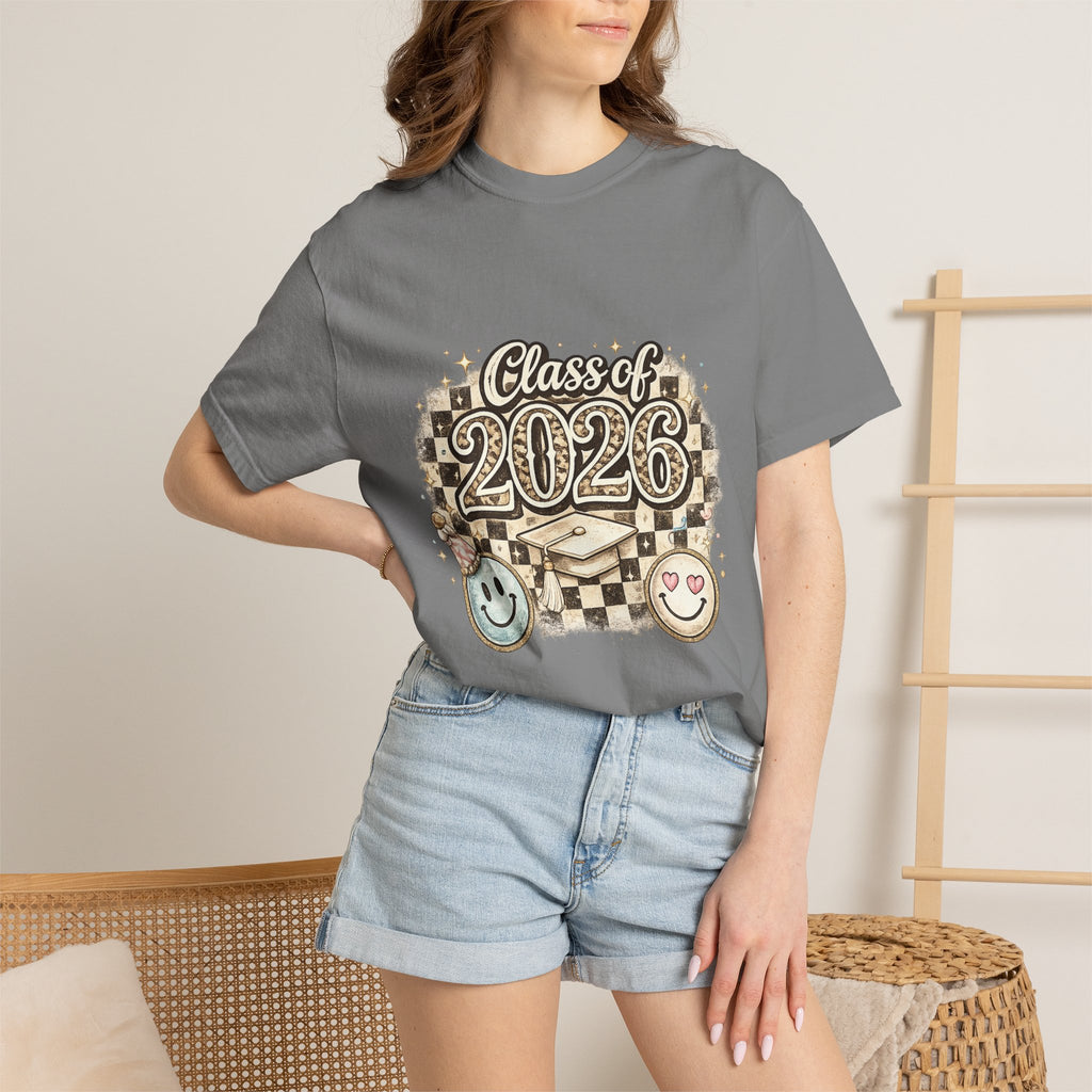 Class of 2026 Smiley Checkered Graphic Tee
