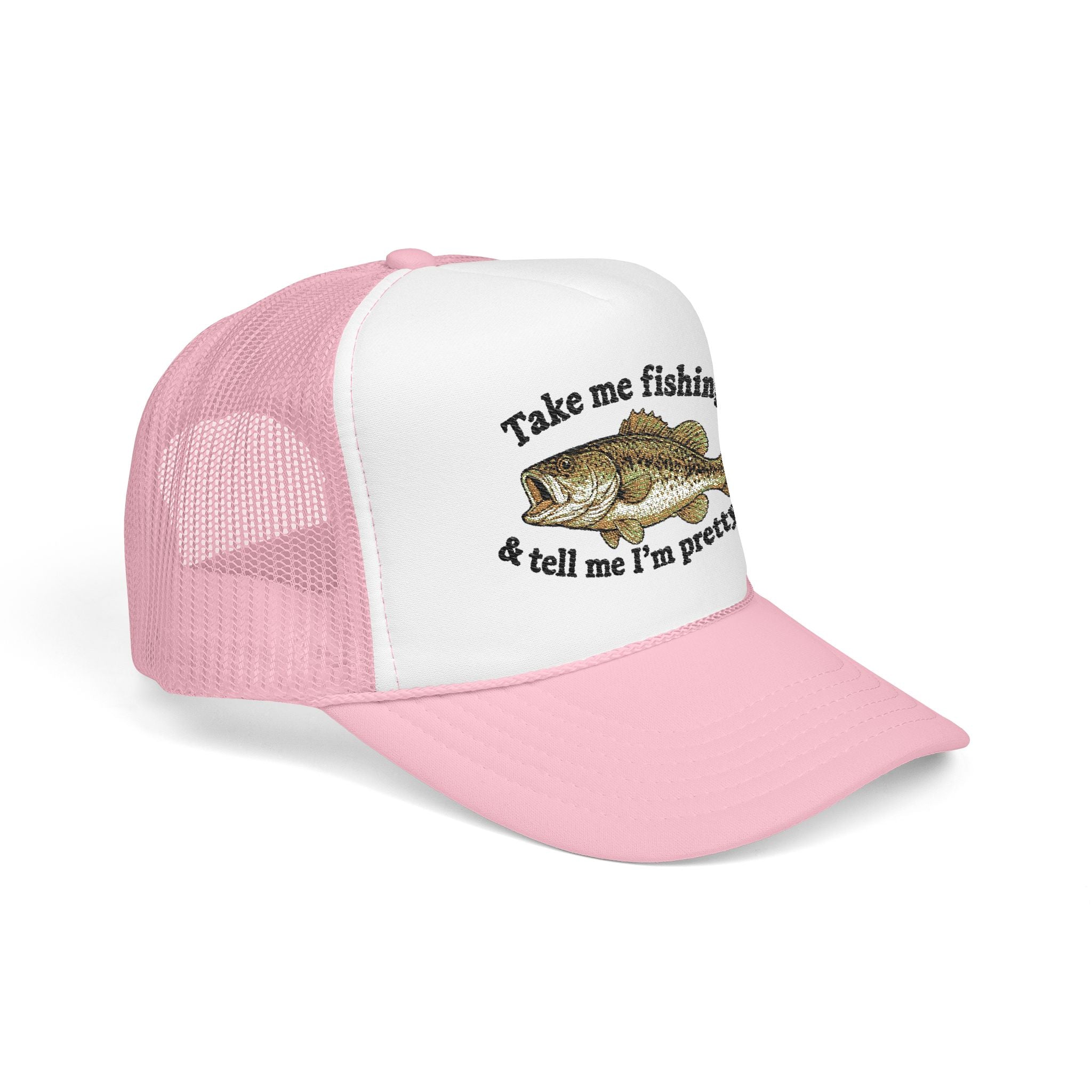 Take Me Fishing & Tell Me I’m Pretty Trucker Hat | Funny Fishing Hat for Women | Cute Bass Fishing Cap | Outdoors Gift | Lake Life Hat | Fisherman’s Girlfriend