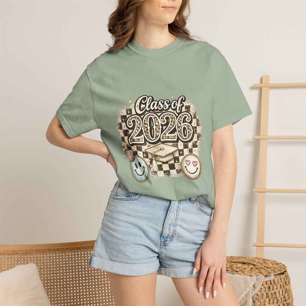 Class of 2026 Smiley Checkered Graphic Tee