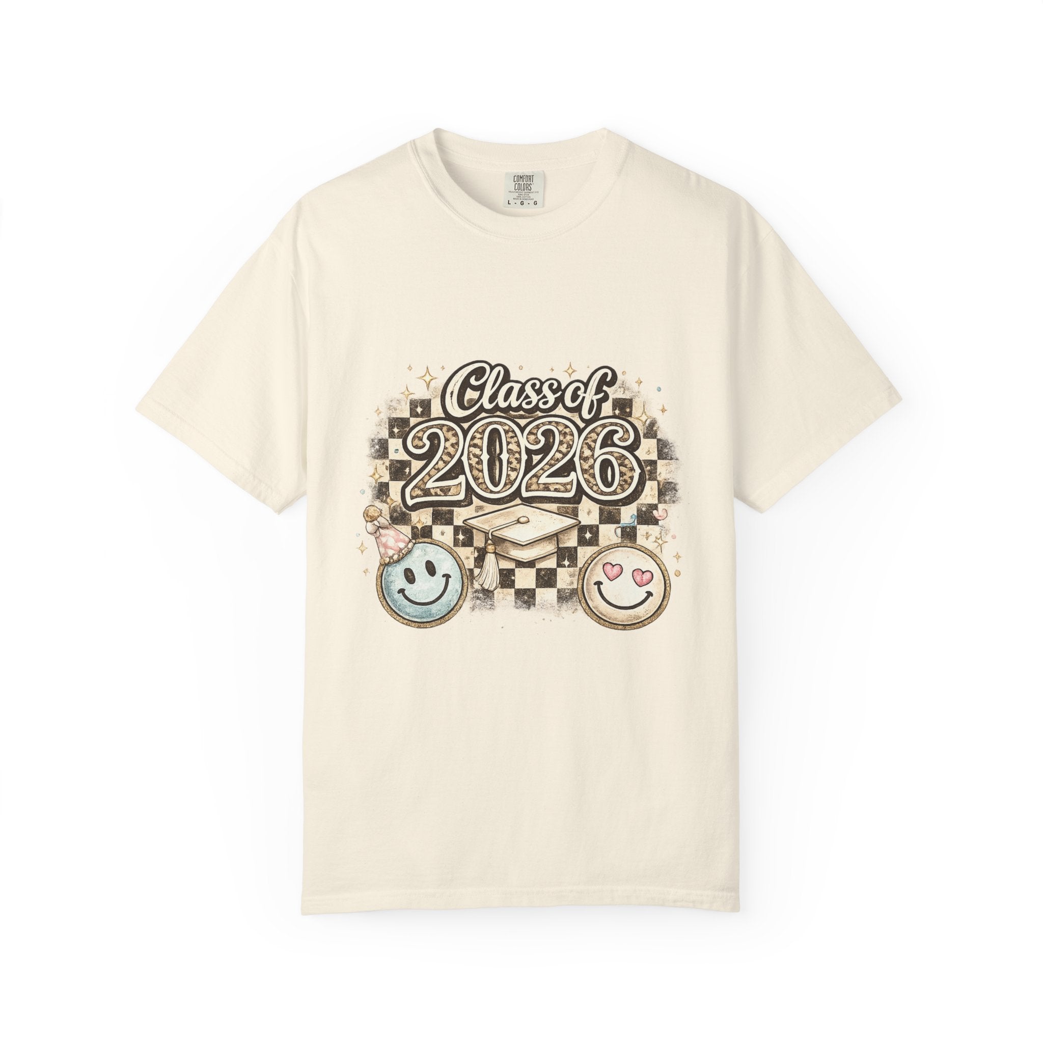Class of 2026 Smiley Checkered Graphic Tee