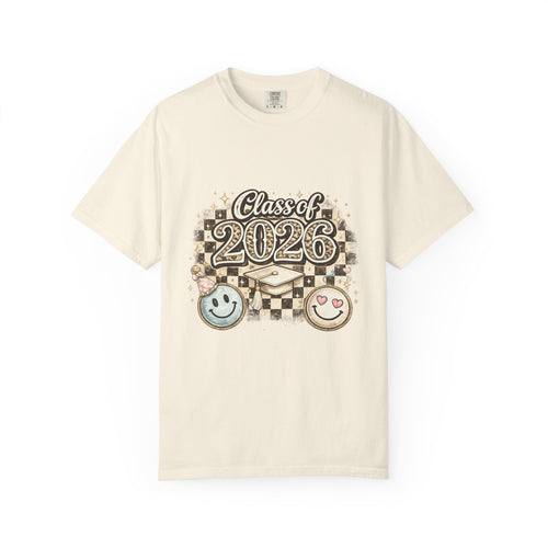 Class of 2026 Smiley Checkered Graphic Tee
