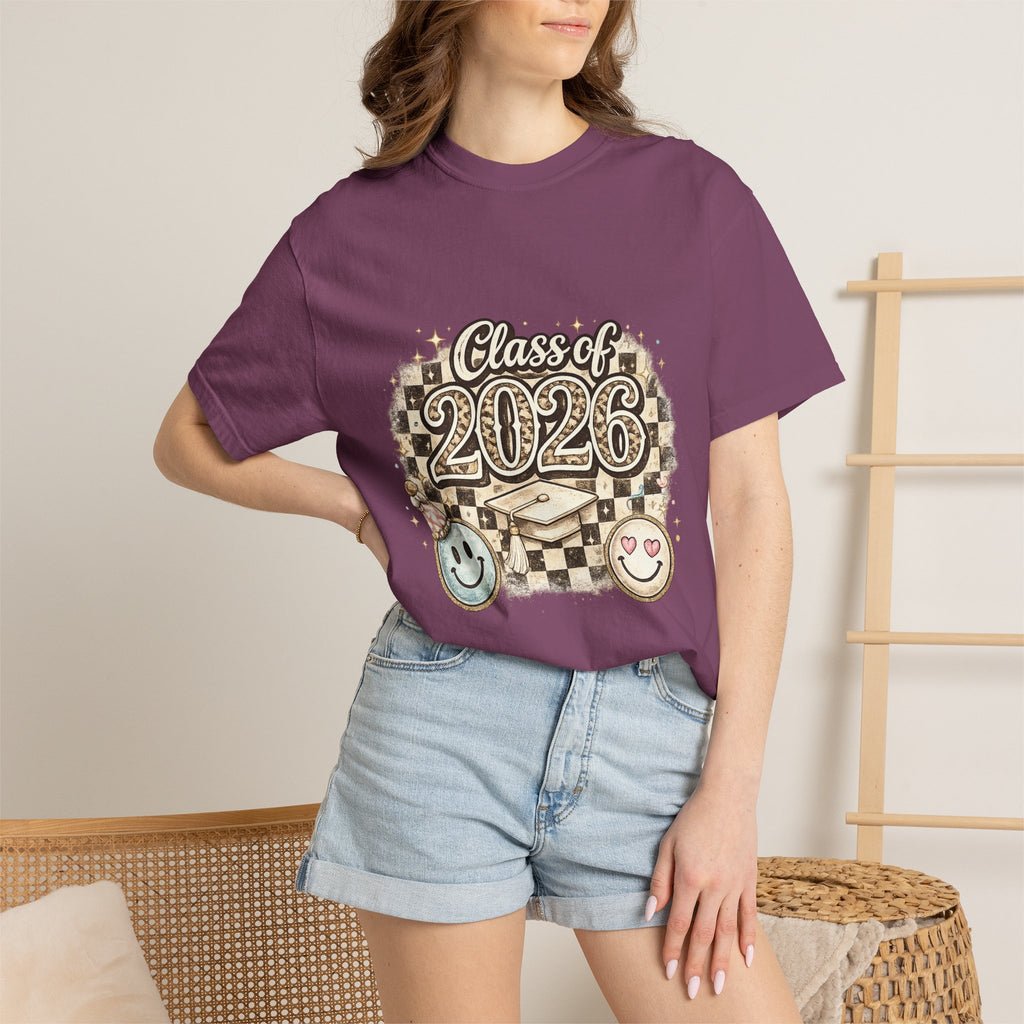 Class of 2026 Smiley Checkered Graphic Tee