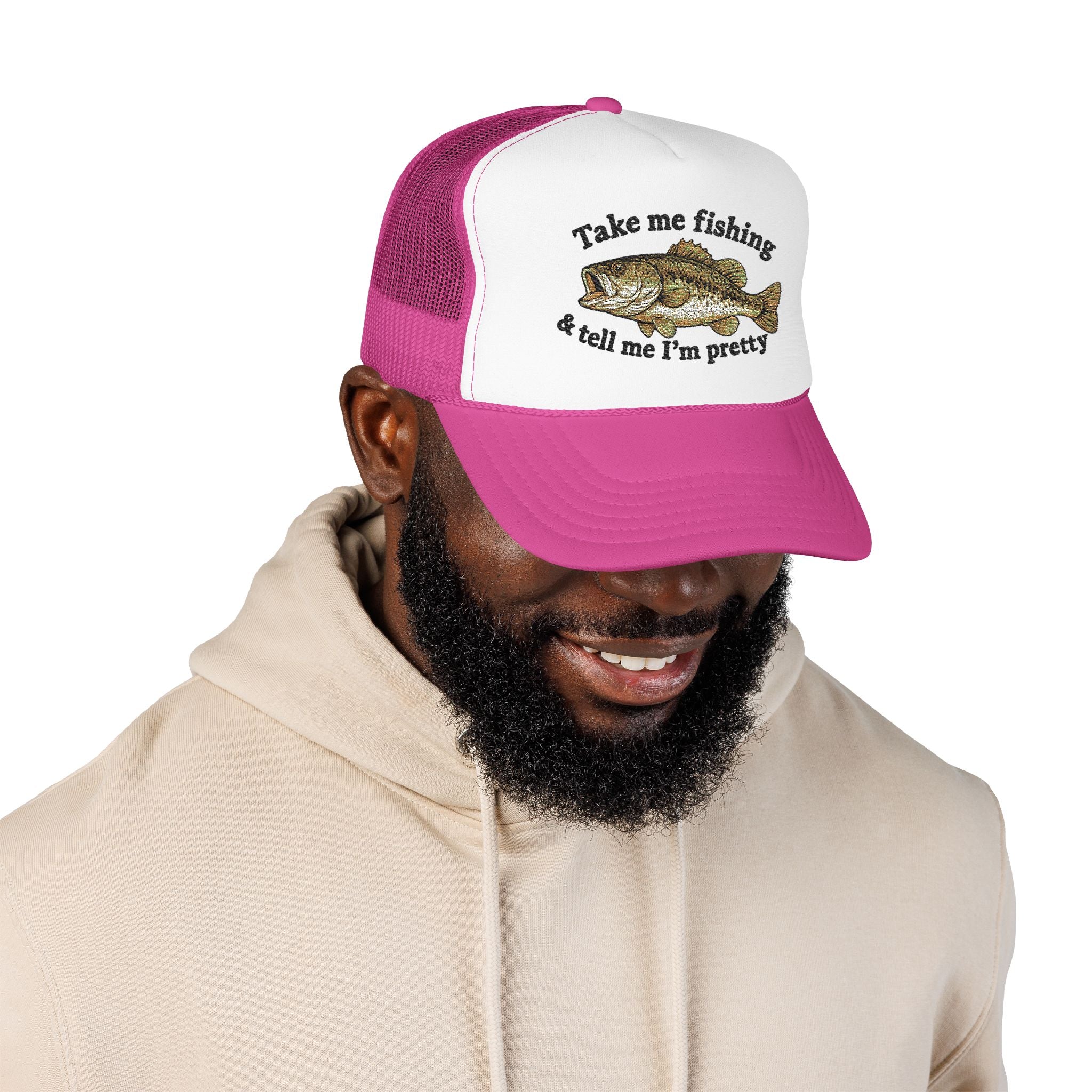 Take Me Fishing & Tell Me I’m Pretty Trucker Hat | Funny Fishing Hat for Women | Cute Bass Fishing Cap | Outdoors Gift | Lake Life Hat | Fisherman’s Girlfriend