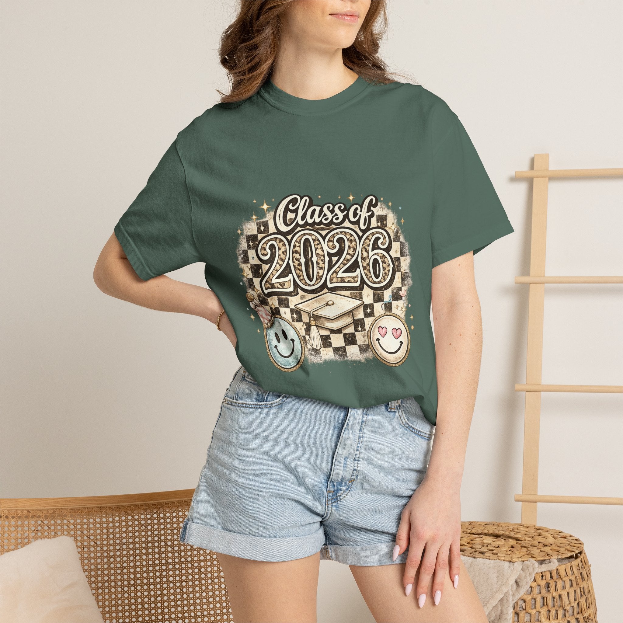 Class of 2026 Smiley Checkered Graphic Tee