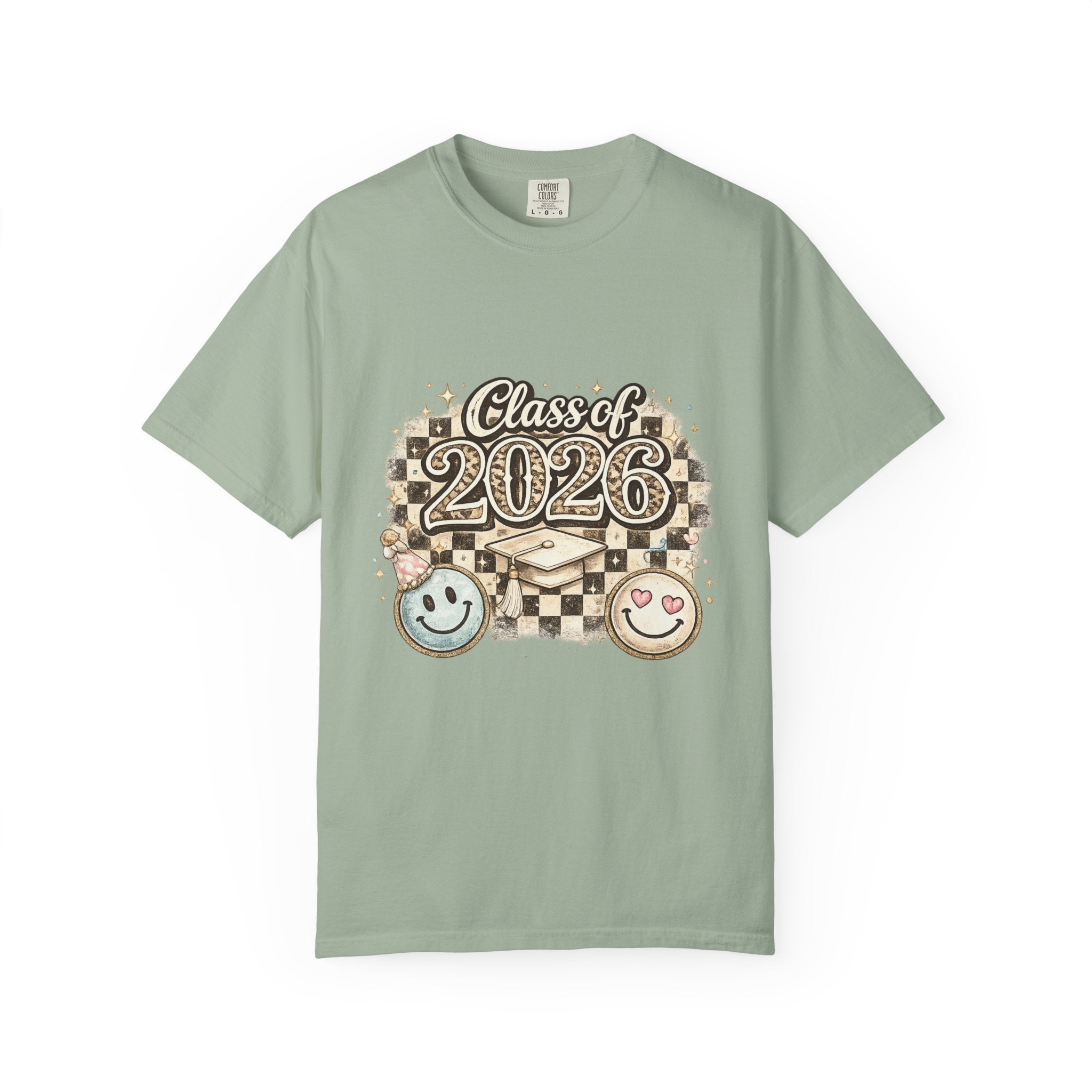 Class of 2026 Smiley Checkered Graphic Tee