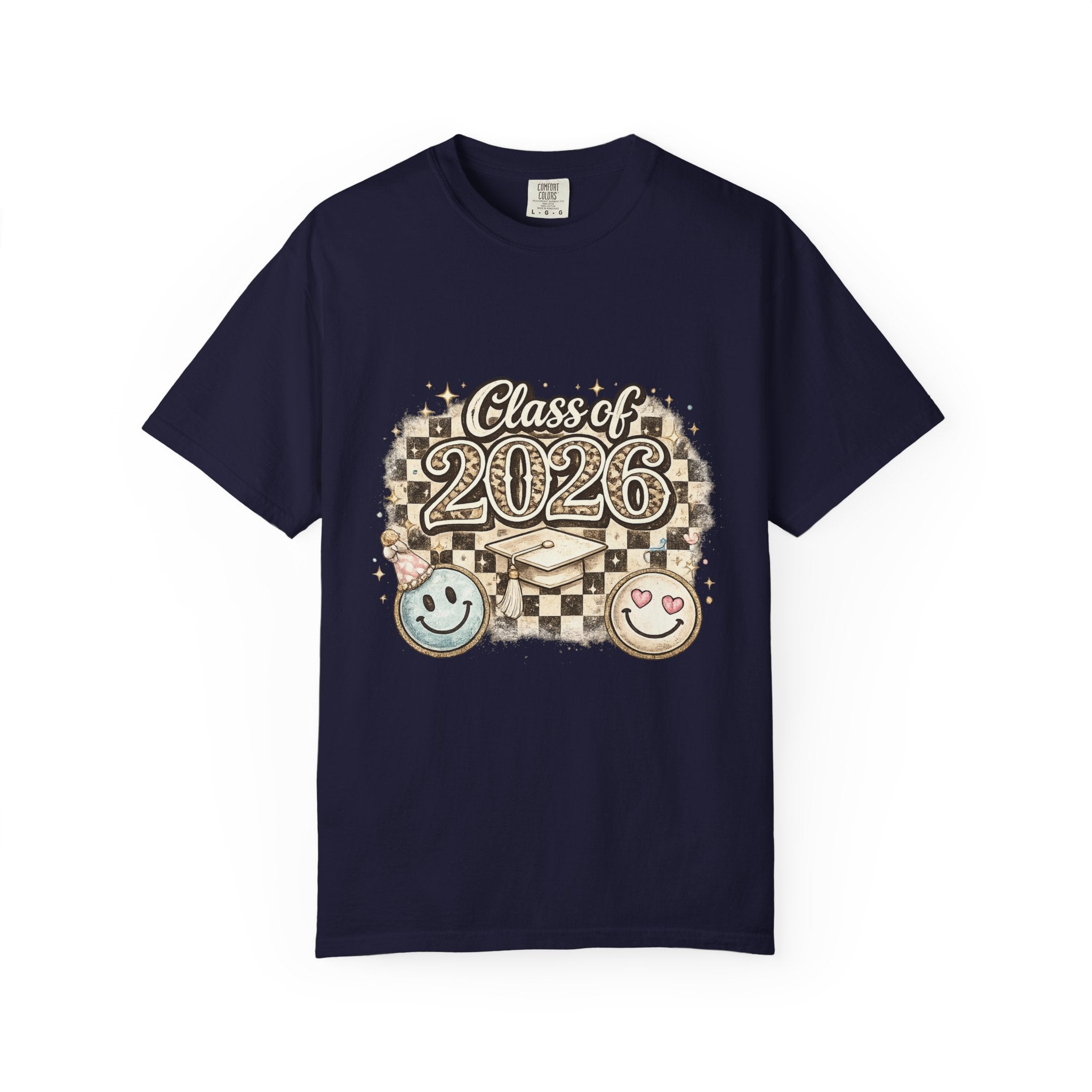 Class of 2026 Smiley Checkered Graphic Tee