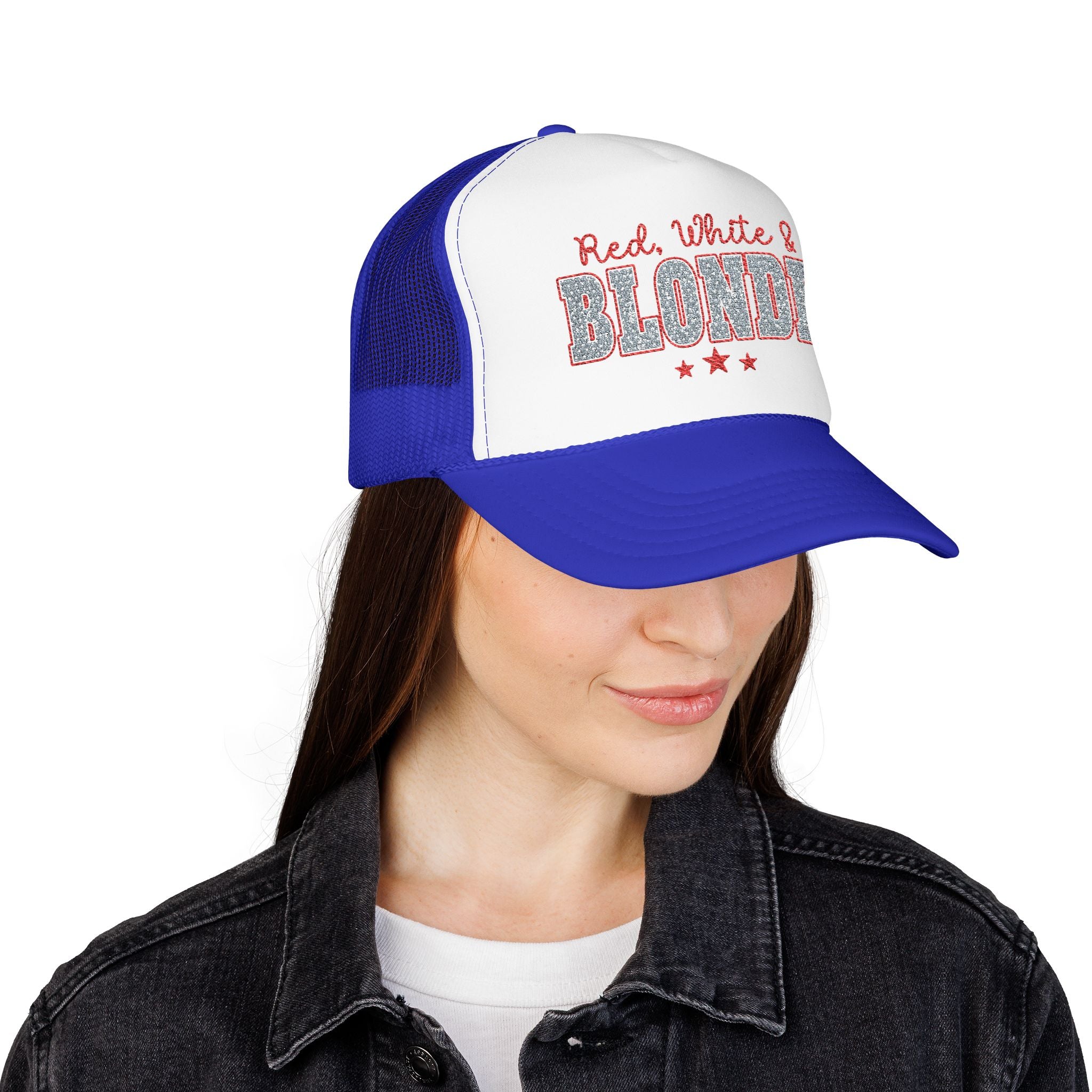Red, White & Blonde Trucker Hat