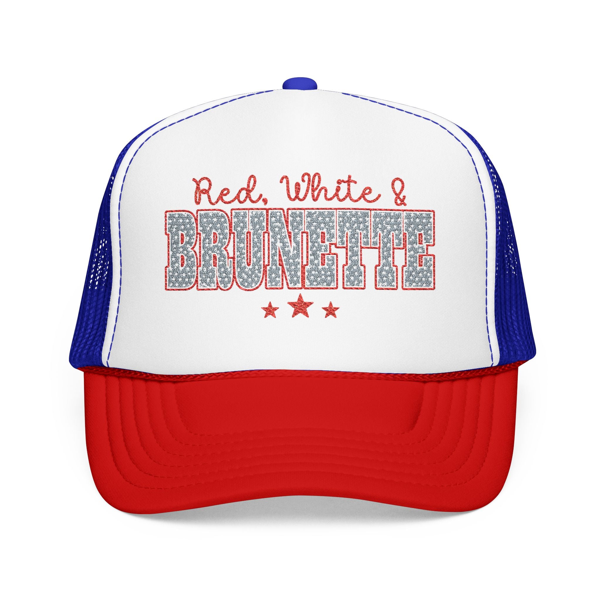 Red, White & Brunette Trucker Hat