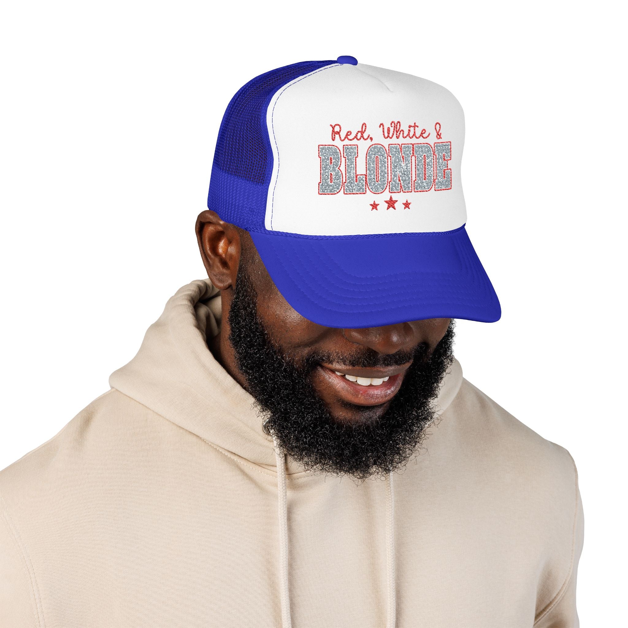 Red, White & Blonde Trucker Hat