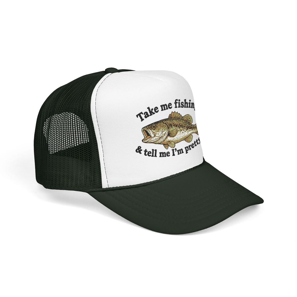 Take Me Fishing & Tell Me I’m Pretty Trucker Hat | Funny Fishing Hat for Women | Cute Bass Fishing Cap | Outdoors Gift | Lake Life Hat | Fisherman’s Girlfriend