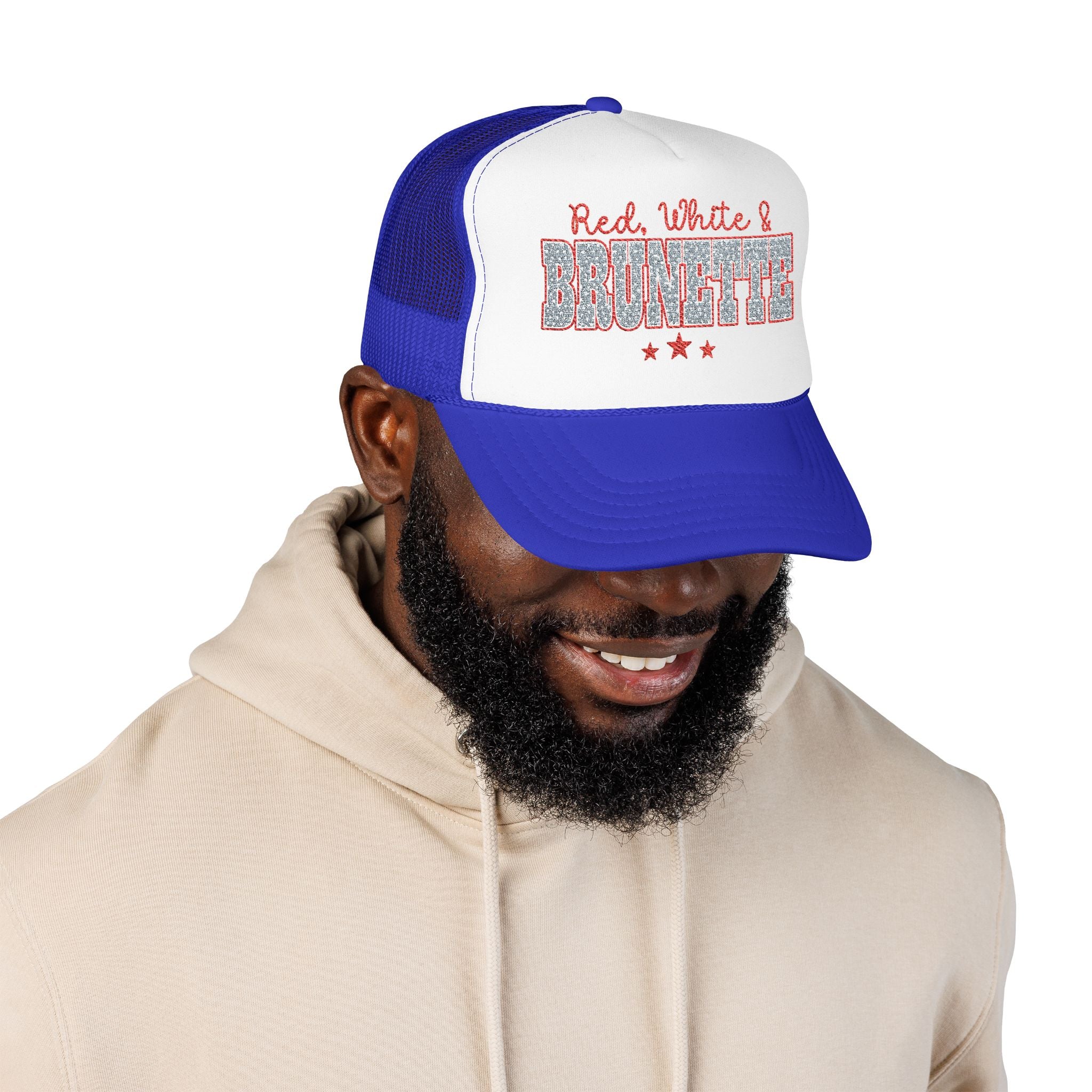 Red, White & Brunette Trucker Hat