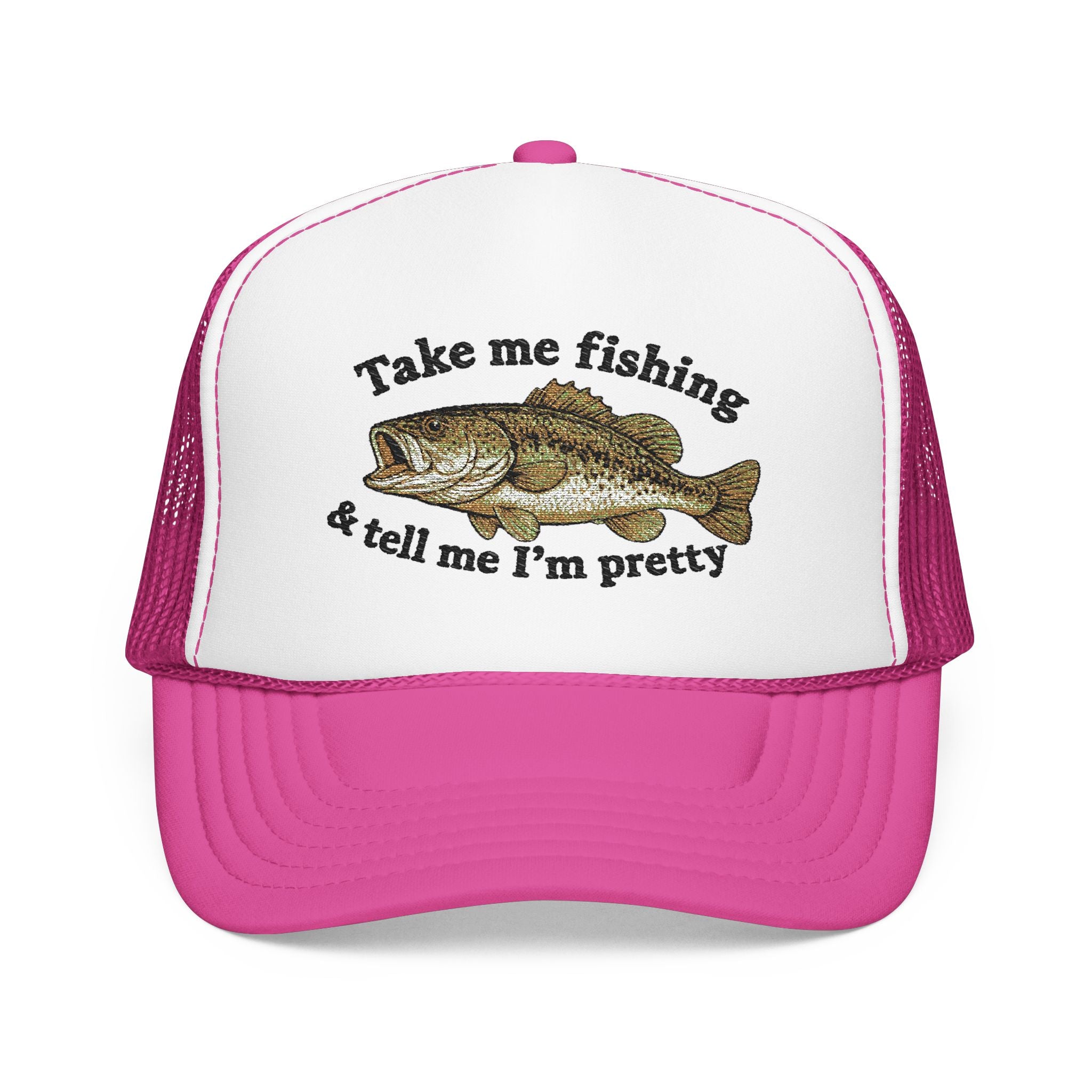 Take Me Fishing & Tell Me I’m Pretty Trucker Hat | Funny Fishing Hat for Women | Cute Bass Fishing Cap | Outdoors Gift | Lake Life Hat | Fisherman’s Girlfriend