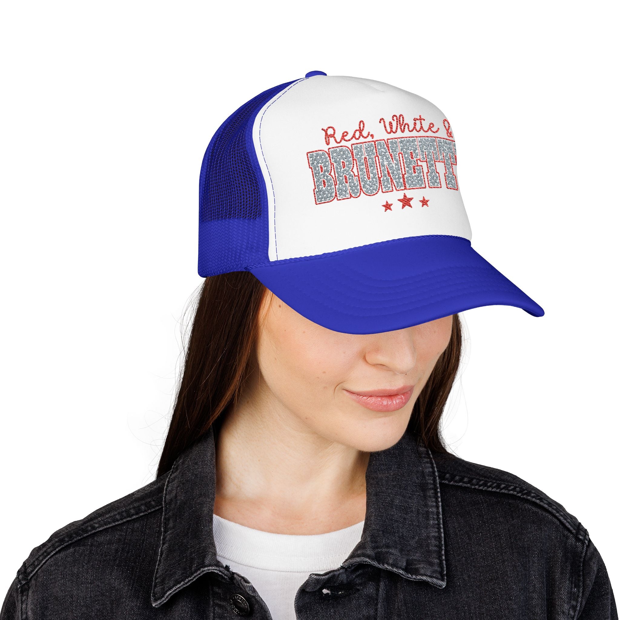 Red, White & Brunette Trucker Hat