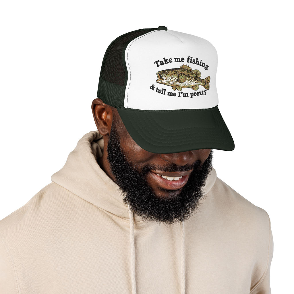 Take Me Fishing & Tell Me I’m Pretty Trucker Hat | Funny Fishing Hat for Women | Cute Bass Fishing Cap | Outdoors Gift | Lake Life Hat | Fisherman’s Girlfriend