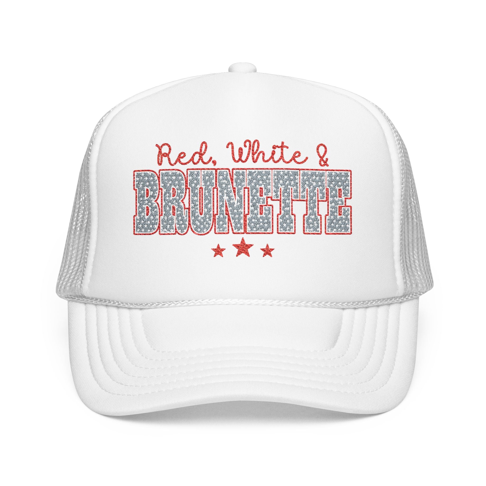 Red, White & Brunette Trucker Hat
