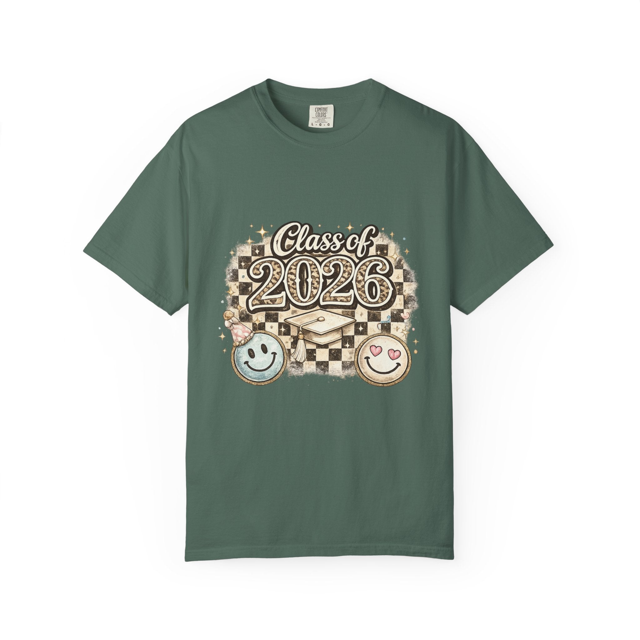 Class of 2026 Smiley Checkered Graphic Tee