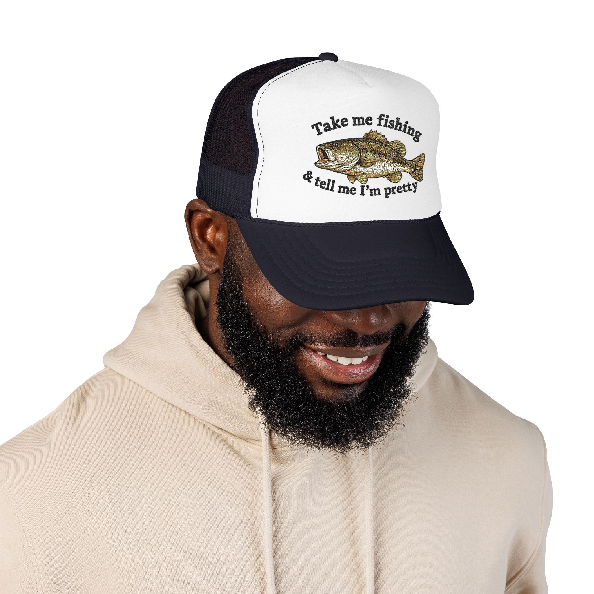 Take Me Fishing & Tell Me I’m Pretty Trucker Hat | Funny Fishing Hat for Women | Cute Bass Fishing Cap | Outdoors Gift | Lake Life Hat | Fisherman’s Girlfriend